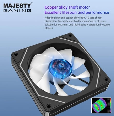 مروحة تبريد ماجيستي انفينيتي | ARGB | ضبط سرعة PWM | قياس 12 سم | Pin 4 + 5V 3Pin | محمل هيدروليكي لعمر 30 الف ساعة | 1800 RPM (أسود – عكسي)