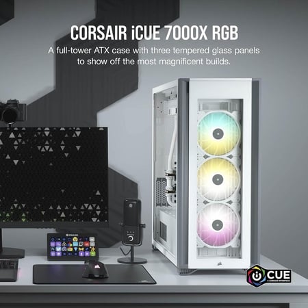 CORSAIR iCUE 7000X RGB Full-Tower ATX PC Case, White كيس للكمبيوتر
