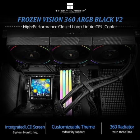 Frozen Vision 360 ARGB V2 White CPU Liquid Cooler - Magnetic Fixed 2.88” Display DIYable Theme, 2150RPM PWM Fan for AMD