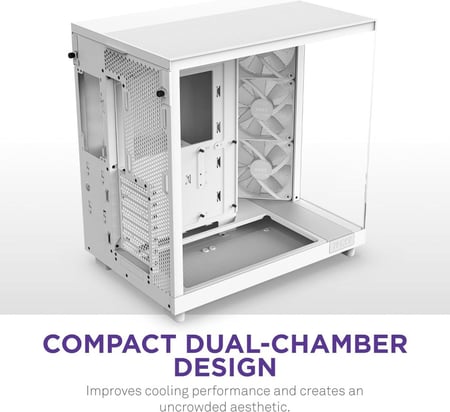 NZXT H6 Flow RGB Mid-Tower Airflow Case White كيس للكمبيوتر