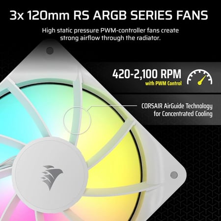 CORSAIR Nautilus 360 RS ARGB Liquid CPU Cooler White  مبرد مائي