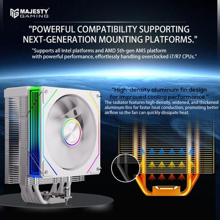 Majesty 6 Heat Pipes CPU Air Cooler with Digital Display