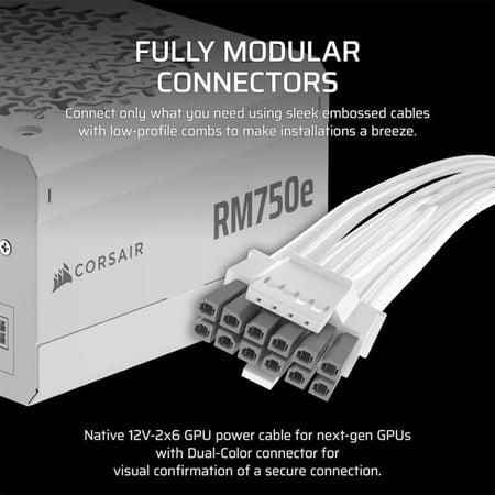 RMe Series™ RM750e - Fully Modular Low-Noise ATX Power Supply - White  باور سبلاي