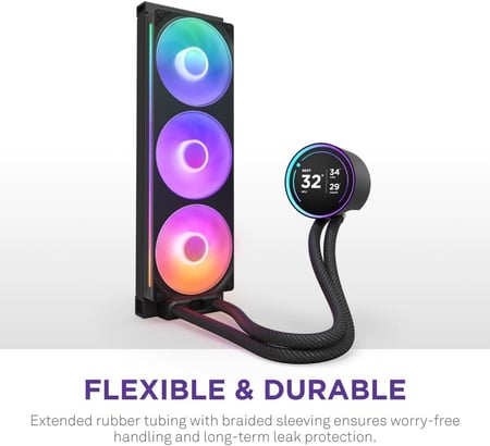 NZXT Kraken Elite 360 RGB - AIO CPU Liquid Cooler - 360mm Radiator - F360 RGB Core Fan - Customizable 2.72" IPS LCD Turbine Pump - Intel® LGA 1700, 1200/115X, 1851 - AMD® AM5, AM4 - Black