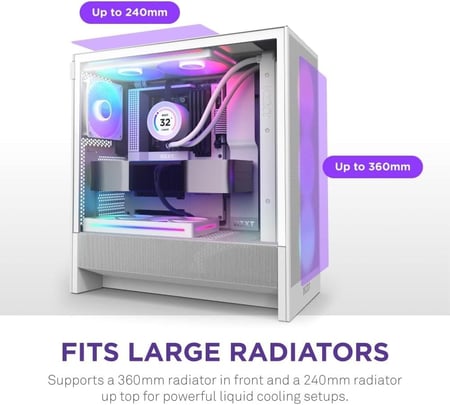 H5 Flow white RGB كيس كمبيوتر ابيض