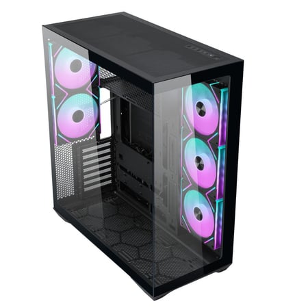 Thermo Attack AK06 – كيس PC احترافي ATX Full Tower مع 5 مراوح ARGB 140mm (اسود)