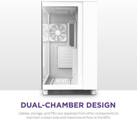 NZXT H9 Flow Dual-Chamber ATX Mid-Tower PC Gaming Case White كيس للكمبيوتر