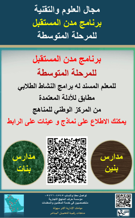 سجل معلم نشاط (برنامج مدن المستقبل) للمرحلة المتوسطة