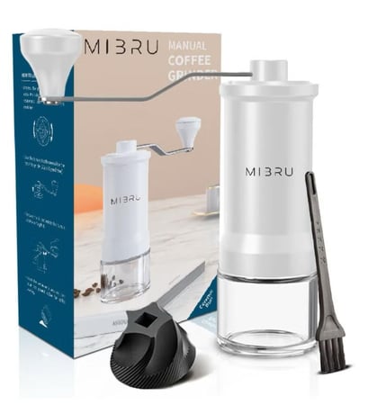 طاحونة قهوه يدوية بنواه مخروطية سيراميك ابيض