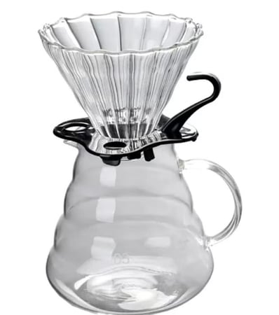 وعاء قهوة يدوي V60 مزود بفلتر شفاف 20x12سم