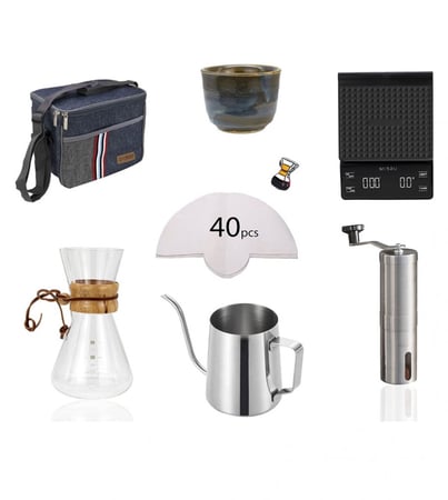 مجموعة تحضير القهوة المقطرة 8 في 1 بطريقة كيمكس من ميبرو مع شنطة، سعة 800 مل