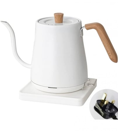 غلاية مياه بفوهة طويلة، ابريق شاي بالتنقيط اليدوي السريع، غلاية كهربائية ذكية مع غليان سريع - سعة 800 مل مع كفاءة في الطاقة (ابيض)