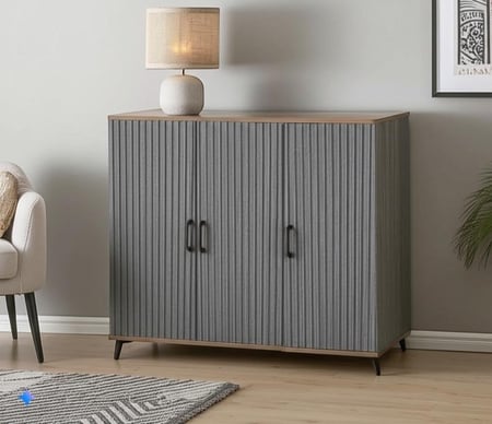 دولاب احذيه تصميم انيق وراقي لون خشبي ورمادي