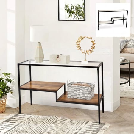 مدخل كونسول حديد بني واسود سطح زحاج