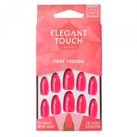 أظافر مستعارة مدورة مع صمغ فيري فوشيا - إيليغانت تاتش