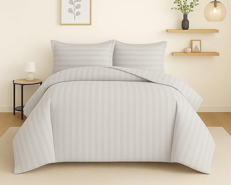 طقم لحاف فندقي  مقلم قطن 100% | نفرين 5 قطع