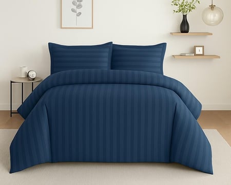 طقم لحاف فندقي  مقلم قطن 100% | نفرين 5 قطع