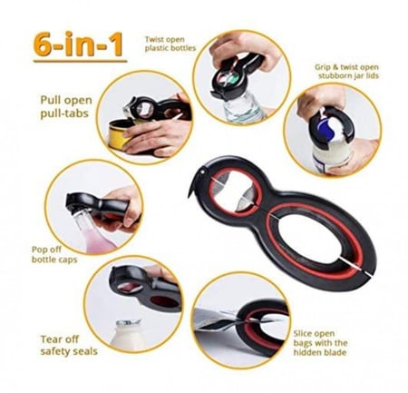 مفتاح متعدد المهام 6 في 1 للزجاج والعلب