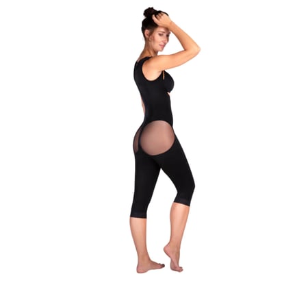 مشد بعد عملية شفط الدهون كامل بفتحة خلفية وشبك تحت الركبة لون بيج Liopelastic VD body BBC Variant