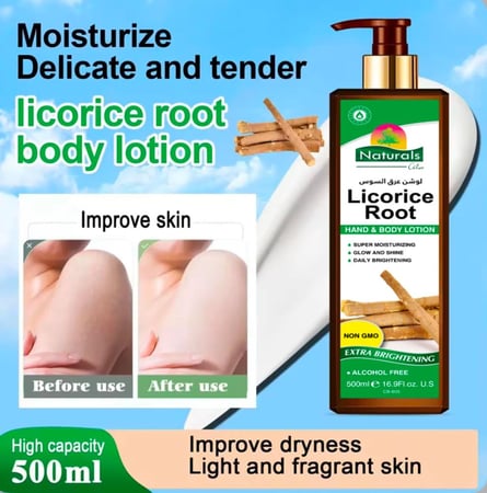 ناتشورال لوشن مبيض للجسم واليدين بخلاصة عرق السوس - 500 مل