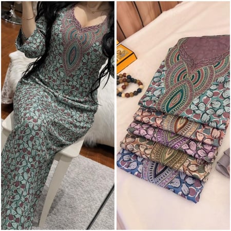 حرير ديجتال مطرز ومرصع بالكرستال مع الشيله