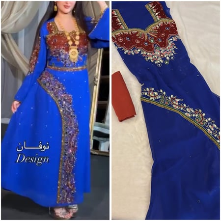 شيفون شغل يدوي ومخملي فاخر لين تحت مع شيله ساده (بدون بطانه)