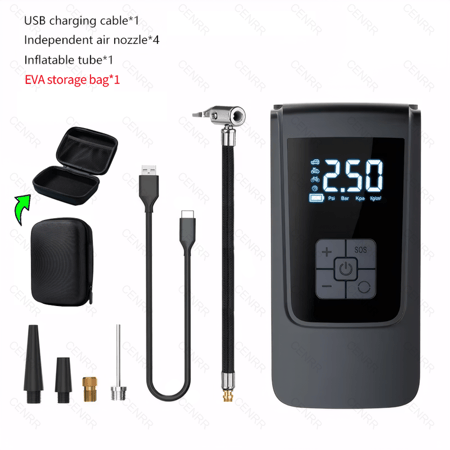 مضخة هواء للسيارة لاسلكية، ضاغط هواء محمول، منفاخ إطارات كهربائي مع شاشة LCD رقمية لكرة الدراجات النارية والدراجات النارية