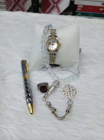 طقم ساعة أطفال مع مسبحة وخاتم أنيق