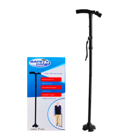 عصا مشي قابلة للطي مع كشاف ليلي – خفيفة، سهلة الحمل، وداعمة للحركة اليومية