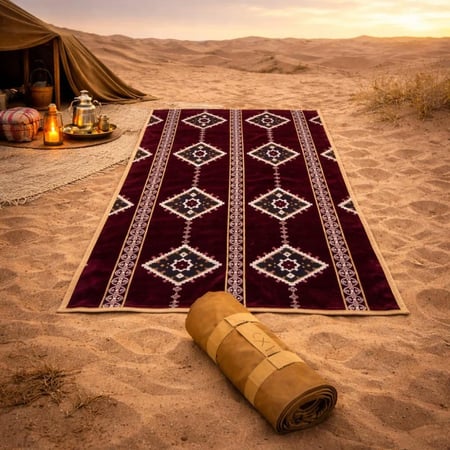 مفارش رحلات مقاس 3x1 م , مدات ارضية مع قماش خلفي رملي مقاوم للماء والطين , متوفر عدة الوان