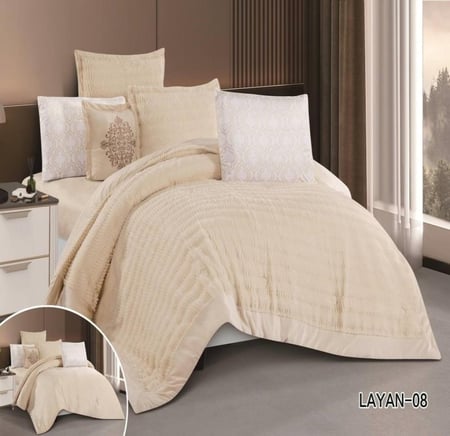 طقم لحاف مخمل محفور , نفر  ونص  5 قطع من LAYAN