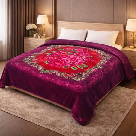 بطانية سرير مزدوجة فائقة النعومة للشتاء الثقيل، بطانية من طبقتين مقاس نفرين مع حقيبة فاخرة - 8 كجم ، مقاس 200X240 سم