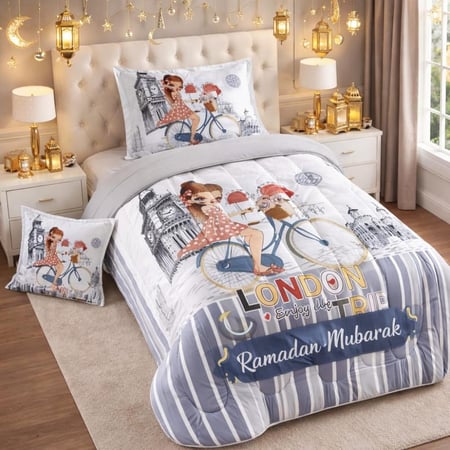 طقم لحاف أطفال بناتي | تصميم ملون بـ 4 قطع