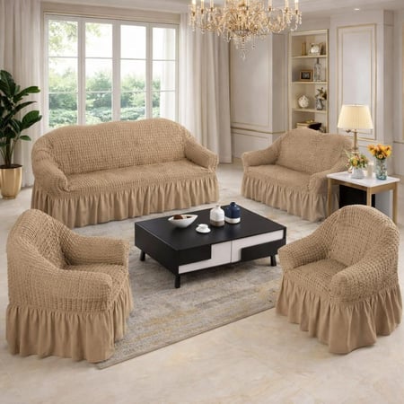 طقم بيت كنب استريتش مرن - 4 قطع بتصميم أنيق وعصري