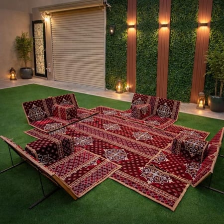 طقم جلسة ارضي للرحلات والتخييم , 9 قطع