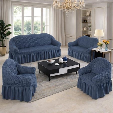 طقم بيت كنب استريتش مرن - 4 قطع بتصميم أنيق وعصري