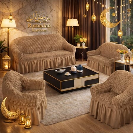 طقم بيت كنب استريتش مرن - 4 قطع بتصميم أنيق وعصري
