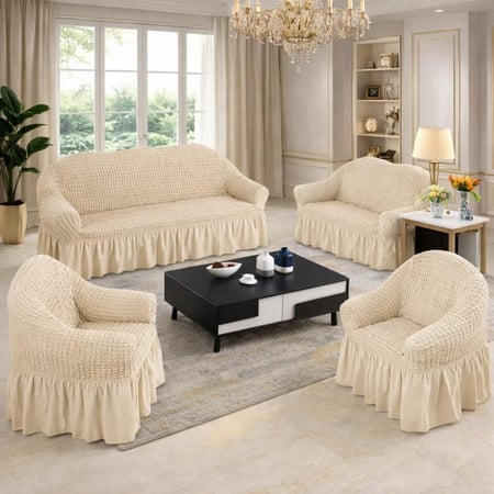 طقم بيت كنب استريتش مرن - 4 قطع بتصميم أنيق وعصري