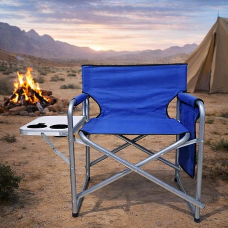 كرسي تخييم قابل للطي مع طاولة جانبية وحامل أكواب – خفيف ومتين للرحلات والكشتات