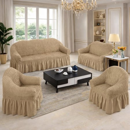 طقم بيت كنب استريتش مرن - 4 قطع بتصميم أنيق وعصري