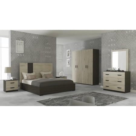 غرفة نوم 6 قطع ام دي اف وخشب حُبيبي - بيج وبني(تفص