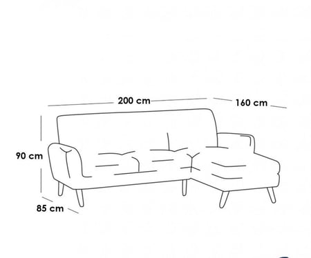 كنبة زاوية 200×160×85×90 سم - أبيض -ATH.WO.119