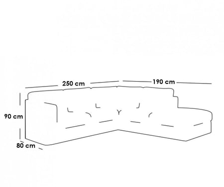 كنبة زاوية 250×190×90×80 سم - أزرق