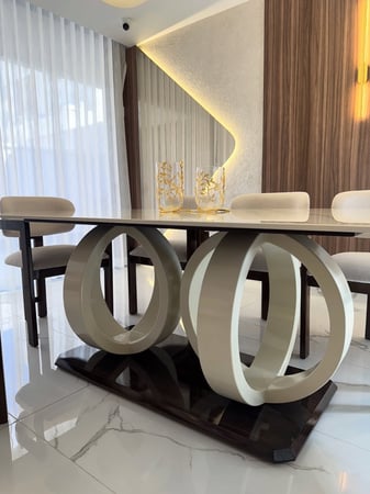 طاولة طعام +8كراسي خشب زان