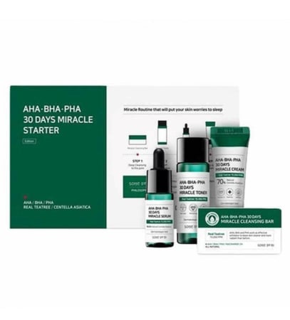 مجموعة المعجزة الكورية سام باي مي للعناية الروتين |  miracle starter aha bha pha 30days- some by me