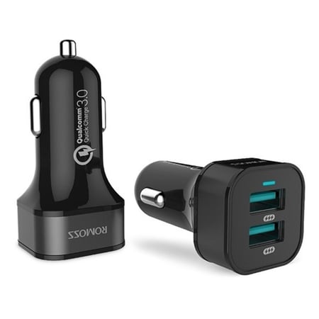 فيش ,شاحن سيارة 36W بمنفذين USB من RAMOSS