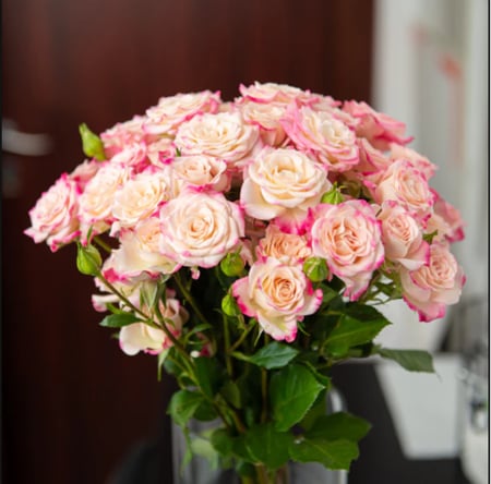 بيبي روز وردي مموج 10 أغصان طبيعي