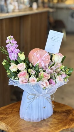 تنسيق انوش وردي قماش ( 9قطعة شوكلت)