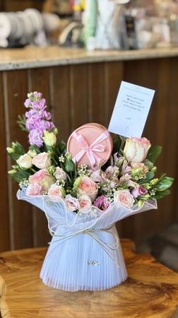 تنسيق انوش وردي قماش ( 9قطعة شوكلت)