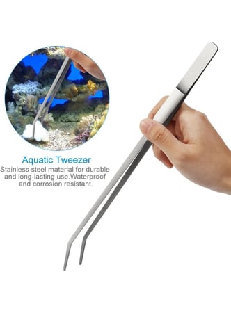 ملقط منحني من الستانلس ستيل مقاس جامبو 27 سم لصيانة حوض السمك